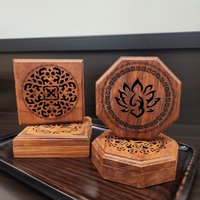 Wooden censer | Incense coil burner censer | Diameter 9 cm height 2.5 cm | Square, round, and hexagon shapes photo 3