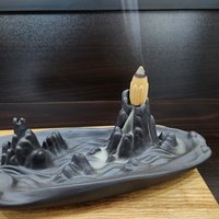 Lư gốm | Thác khói | Màu đen | Thuyền núi phong cảnh photo 2