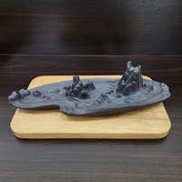 Lư gốm | Thác khói | Màu đen | Thuyền núi phong cảnh photo 4