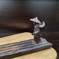 Ceramic censer| black color | bamboo boat with wanderer figure photo 3