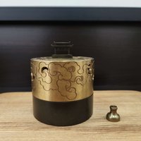 Copper censer | intricate carvings | Torii gate motif | comes with 1 coppergourd