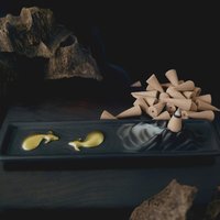 Ceramic | Black Boat Backflow Incense Censer with Golden Buffalo | Decorative Cone Burner photo 5