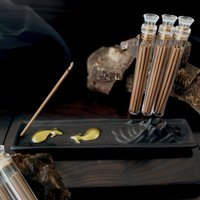 Ceramic | Black Boat Backflow Incense Censer with Golden Buffalo | Decorative Cone Burner photo 6