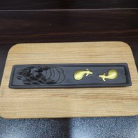 Ceramic censer | backflow smoke | black color | boat with golden buffalo design