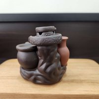Ceramic censer | backflow smoke | Tall earthenware-style censer | Come with a rustic mortar-and-pestle design photo 3