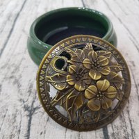 Ceramic censer | Various decorative patterns | Metal lid | Comes with 1 bronze gourd photo 4