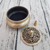 Copper censer | Plain design without patterns | Three-legged Copper censer | Comes with 1 copper gourd photo 4