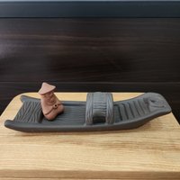 Ceramic censer | Smoke waterfall | Black | Boat and old helmsman photo 1