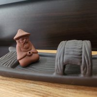 Ceramic censer | Smoke waterfall | Black | Boat and old helmsman photo 2