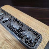Alloy censer | for solid stick incense | design of five lucky buffaloes photo 3