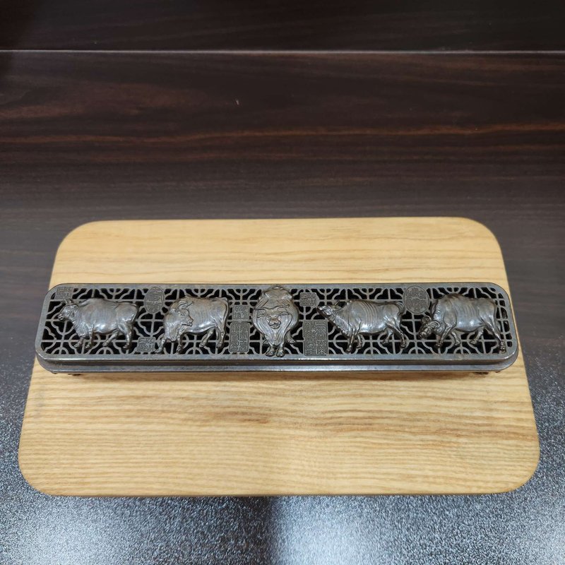 Alloy censer | for solid stick incense | design of five lucky buffaloes