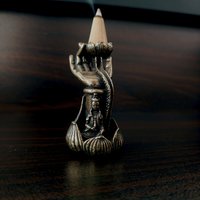 Copper censer | Guanyin in meditation design | Suitable for backflow incense cones photo 4