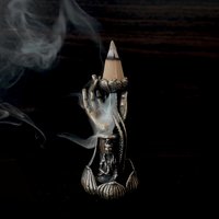 Copper censer | Guanyin in meditation design | Suitable for backflow incense cones photo 5