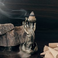 Copper censer | Guanyin in meditation design | Suitable for backflow incense cones photo 6