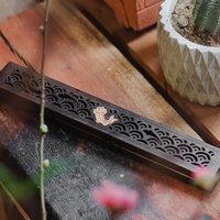 Wooden censer | Censer for incense 20cm | Ironwood | Exquisite Carved Patterns | Includes Fireproof Felt Pad photo 1