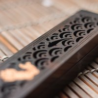 Wooden censer | Censer for incense 20cm | Ironwood | Exquisite Carved Patterns | Includes Fireproof Felt Pad photo 3