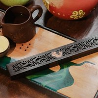 Wooden censer | Censer for incense 20cm | Ironwood | Exquisite Carved Patterns | Includes Fireproof Felt Pad photo 4