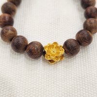 Vòng tay trầm hương 21 hạt nữ - phối sen vàng 24K, mang ý nghĩa cầu bình an cho người thương photo 8