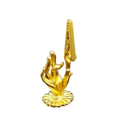 Đế Kẹp Nhang Vòng - Nhang Không Tăm Hình Bàn Tay Phật - Hợp Kim Mạ Vàng Cao 6cm
